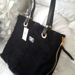 Ugg NWT Black Velvet Leather Seldon Tote